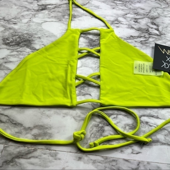 ❤️ Black Box Swim Halter Top Neon Green Bikini Top - Picture 5 of 6